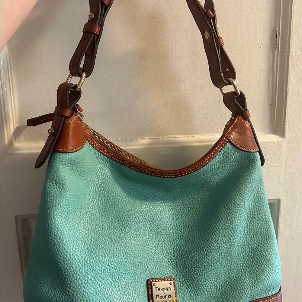 Dooney & Bourke Aqua and Brown Hobo Bag